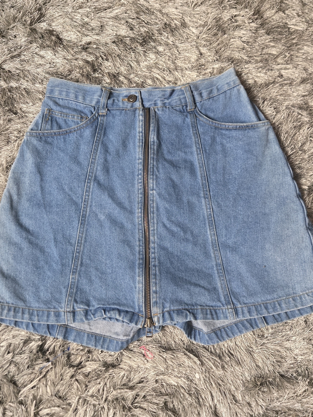 90s Zip Front Denim Skort 27"